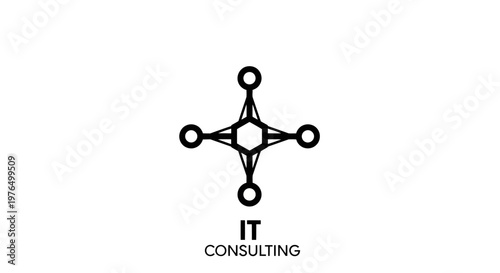 Abstract network connection symbol with IT consulting text.