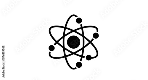 Abstract representation of an atom with orbiting electrons.