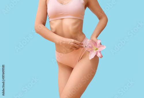 Young woman in underwear wi...