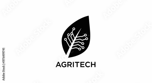 Agritech logo with leaf and circuit board design.