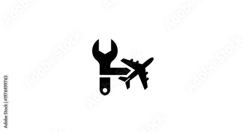 Airplane maintenance and repair icon symbol.