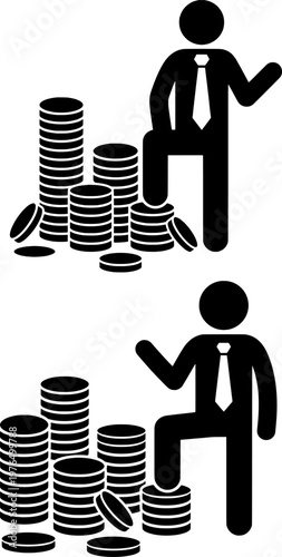 Business Wealth Success Money Growth Investment Finance Concept Icon Illustration