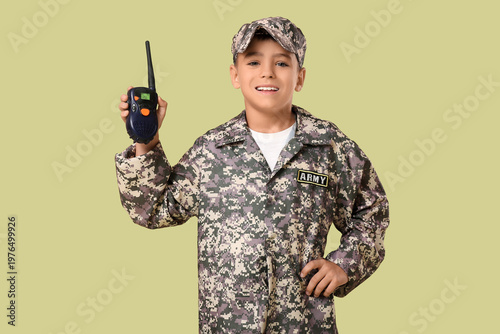 Cute little happy soldier w...