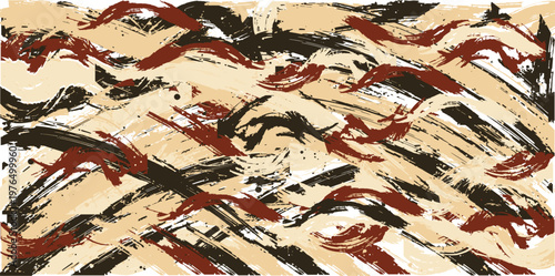 Abstract Earth Tone Brush Stroke Background with Grungy Paint Textures, Organic Terracotta and Black Ink Splatter Vector Pattern for Modern Branding and Minimalist Interior Art