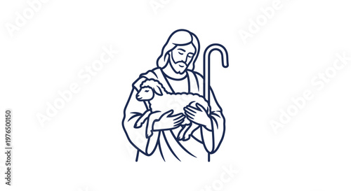 Jesus Christ Shepherd Holding Lamb, Religious Symbol, Christian Iconography, Love, Compassion