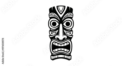 Tribal Tiki Mask Icon Vector Art