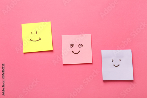 Sticky papers with drawn ha...
