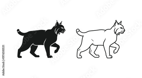 Lynx Cat Silhouette Comparison Design Guide Vector