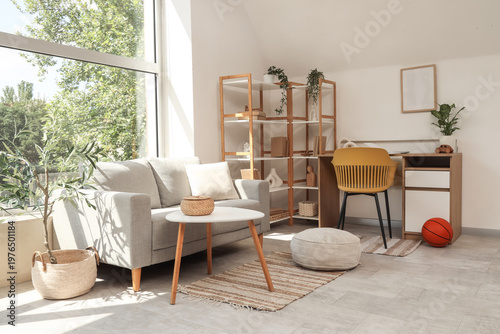 Interior of room with child...