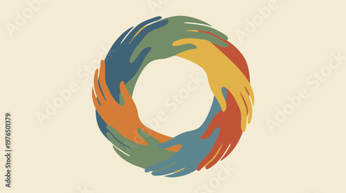 Abstract Unity Circle of Hands