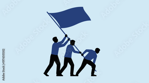 Silhouette of Raising the Flag