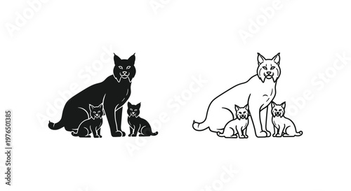 Cute Kitten Families Black  Gray Cat Breeds Guide Vector