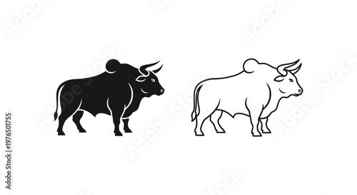 Bull Symbols Black  White Ox Depictions Vector