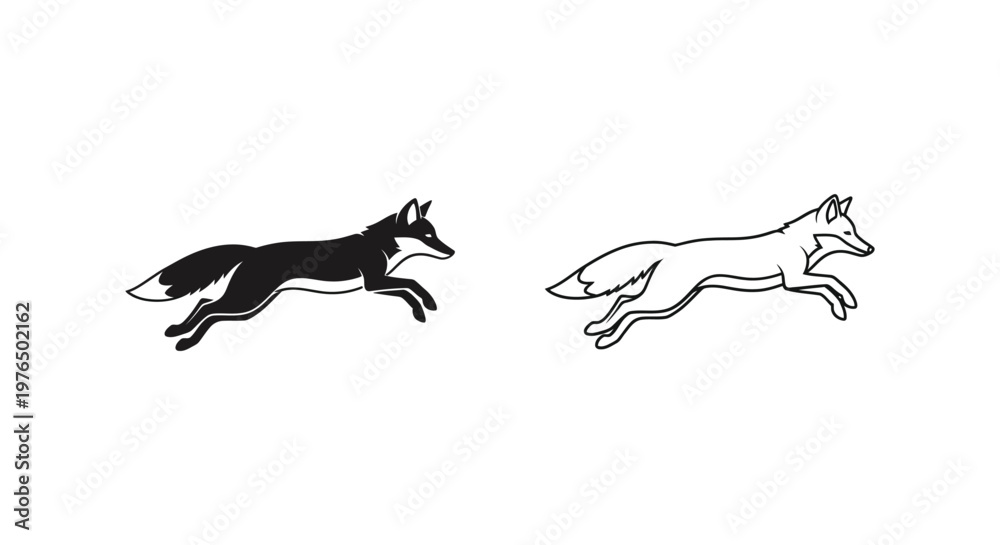 Fototapeta premium Fox Running Silhouette Designs Vector Art Vector