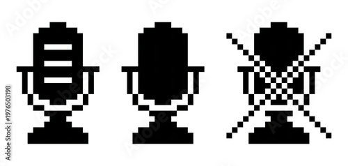 A 16x16 Microphone Pixel Art Icons Set (Solid: Normal & Muted)