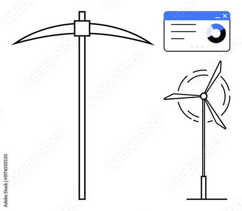 Renewable energy, sustainability, green technology, data analytics, power generation, environmental visuals. Wind turbine and data interface elements. Renewable energy and sustainability concept