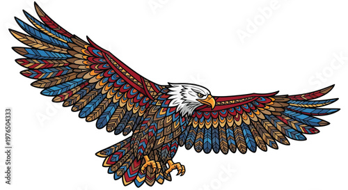Colorful American Bald Eagle Soaring.