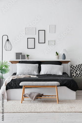 Interior of bedroom with ho...