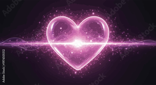 Glowing Pink Heart Symbol Icon Love.
