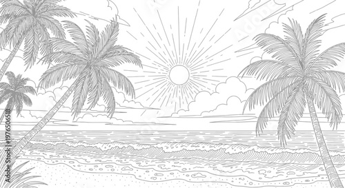 Palm trees on a sunny beach.