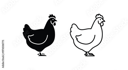 Chicken Icons Rooster  Hen Vector Designs Vector