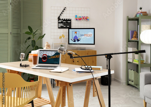 Podcaster's workplace with ...