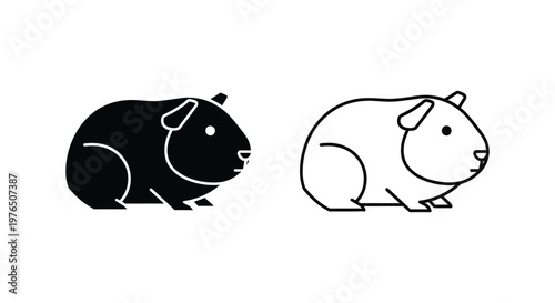 Cute Guinea Pig Silhouettes Design Ideas Vector