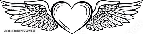 Wings with heart symbol icon.