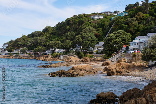Karaka Bays lies on the northeast coast of the Miramar Peninsula, 6 km east-south-east of the city centre - Wellington, New Zealand