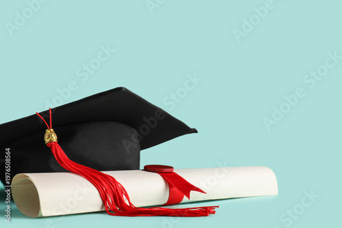 Graduation hat and diploma ...