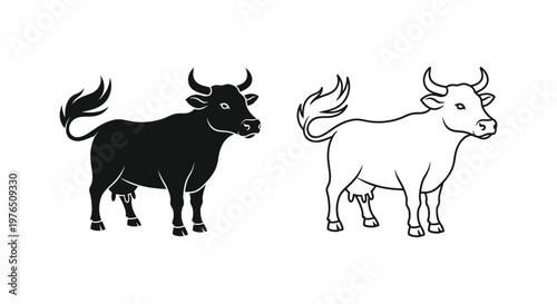 Yin Yang Bull Symbolic Art Design Vector