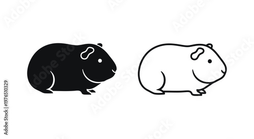 Cute Guinea Pig Illustration Simple Designs Vector
