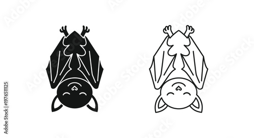 Bat Hanging Positions Upside-Down Sleeping Guide Vector