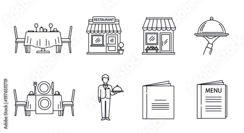 Restaurant Icons: Dining, Service, Menu & Establishments