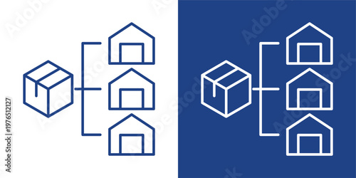 Distribution Network Blue And White Icon Style Collection