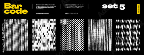 Bar Scan and Barcode for EAN13 EAN Goods with QR Code and Grunge Set. A Systematic Collection of Digital Retail Symbols and Patterns for Product Label, Tag, and Service Design. Abstract.