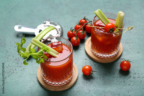 Glasses of bloody mary cock...
