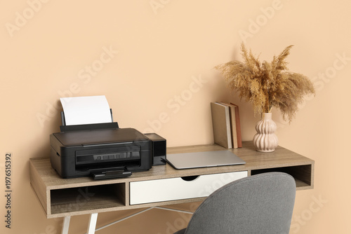 Modern printer and laptop o...