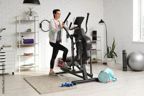 Sporty young woman training...