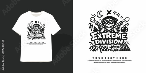 Extreme Division Streetwear Skull T-Shirt Design