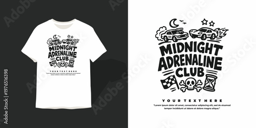 Midnight Adrenaline Club Street Racing T-Shirt Design