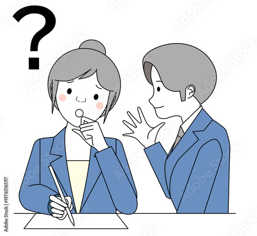 説明を受けて考え女性