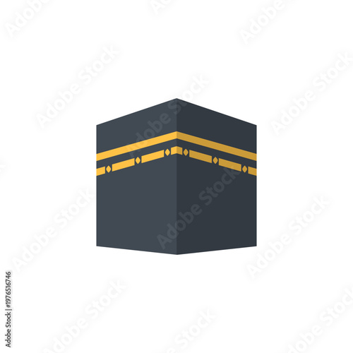 Kaaba icon in flat design. Mecca hajj pilgrimage symbol. Islamic holy mosque sign