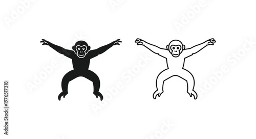 Monkey Jumping Illustrations for Design Projects Vector