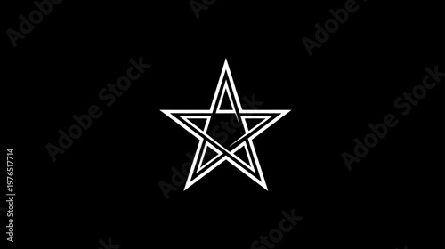 Mystical White Pentagram Star Symbol on Black Background - Occult, Magic, Esoteric Sign and Spiritual Concept