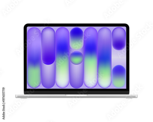 Photorealistic detailed silver notebook mockup. Front view of opened notebook isolated on transparent background. Vector PNG