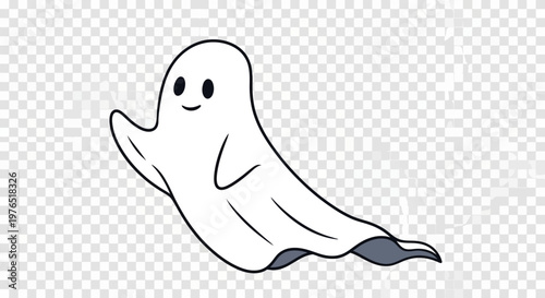 Smiling Cartoon Ghost Character.