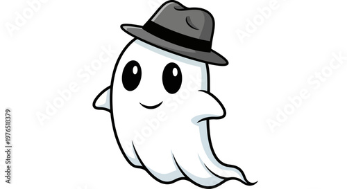 Smiling ghost in hat.