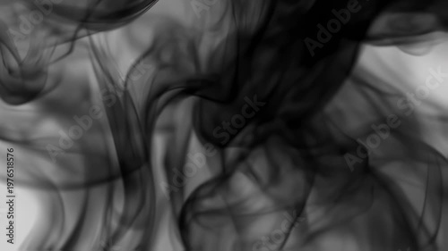 An abstract image of black smoke or ink swirling, creating an ethereal, flowing texture