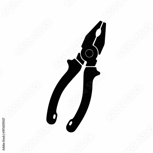 Vector silhouette of a pair of pliers on a white background 
